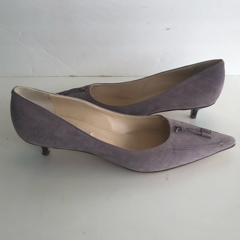 Jimmy Choo Lavender Suede Tassel Kitten Heels